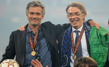 Moratti y Mourinho celebran la Champions League