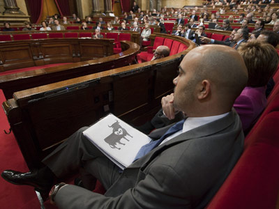 Daniel Sirera, del Partido Popular (PP), el día que el Parlament  aceptó tramitar la ILP antitaurina.José Colón.