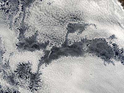 Estratocúmulos en una imagen de satélite.