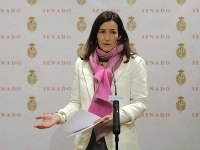 La ministra de Cultura Ángeles González-Sinde explicó el contenido de la enmienda en el Senado.DANI POZO