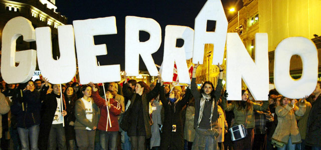 Manifestación en contra de la intervención española en Irak en febrero de 2003 en Madrid. afp