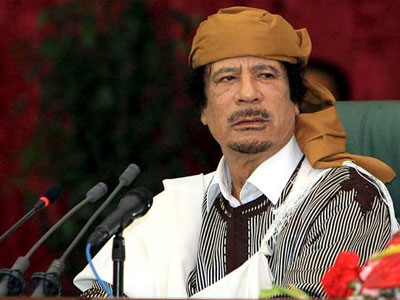 El líder libio, Muamar al Gadafi, durante el discurso del pasado 2 de marzo.-