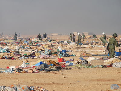 La brutal intervención marroquí arrasó totalmente el campamento Dignidad' de El Aaiún en noviembre.