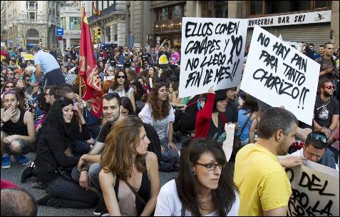 Momento de la manifestación en Barcelona.