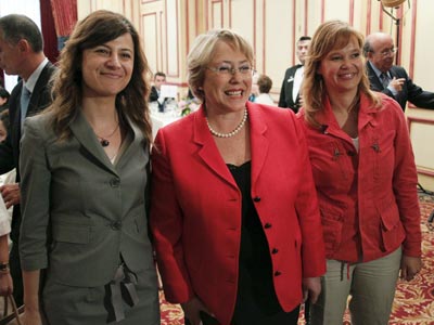 Bibiana Aido, Michelle Bachelet y Leire Pajín.