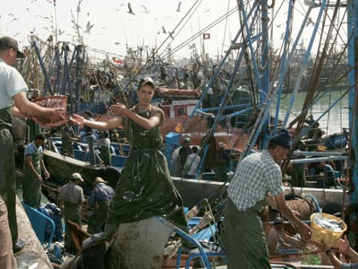 Pescadores en el puerto de El Aaiún, en el Sáhara.