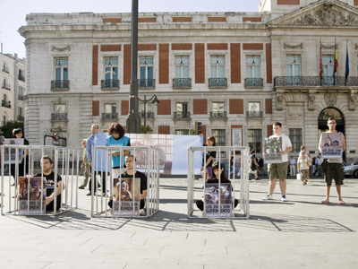 Activistas de Igualdad Animal, en su protesta del pasado día 15 en Madrid contra los zoológicos. EFE