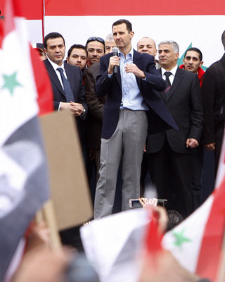 Al Asad, durante su discurso callejero.-