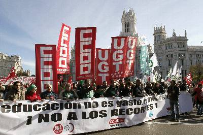 En la imagen, manifestación a favor de la escuela pública, en Madrid.-
