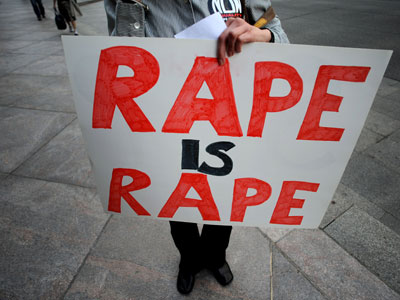 Manifestación feminista en Washington contra Dominique Strauss-Kahn, detenido por violación. afp