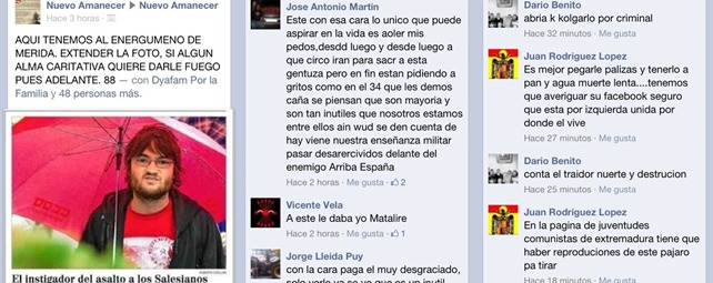 Capturas de pantalla de las conversaciones en las que se amenaza de muerte a Rafael González.