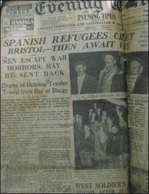 Ejemplar del periódico de Bristol del verano de 1937. Imagen cedida por el proyecto Nomes y Voces