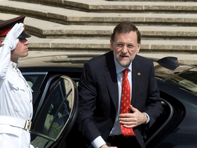 El presidente del Gobierno, Mariano Rajoy, este viernes, a su llegada a La Veleta.