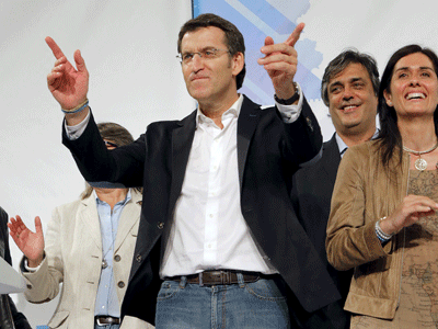 El presidente de la Xunta de Galicia, Alberto Núñez Feijóo, el pasado jueves, durante el acto de apertura de la campaña electoral.