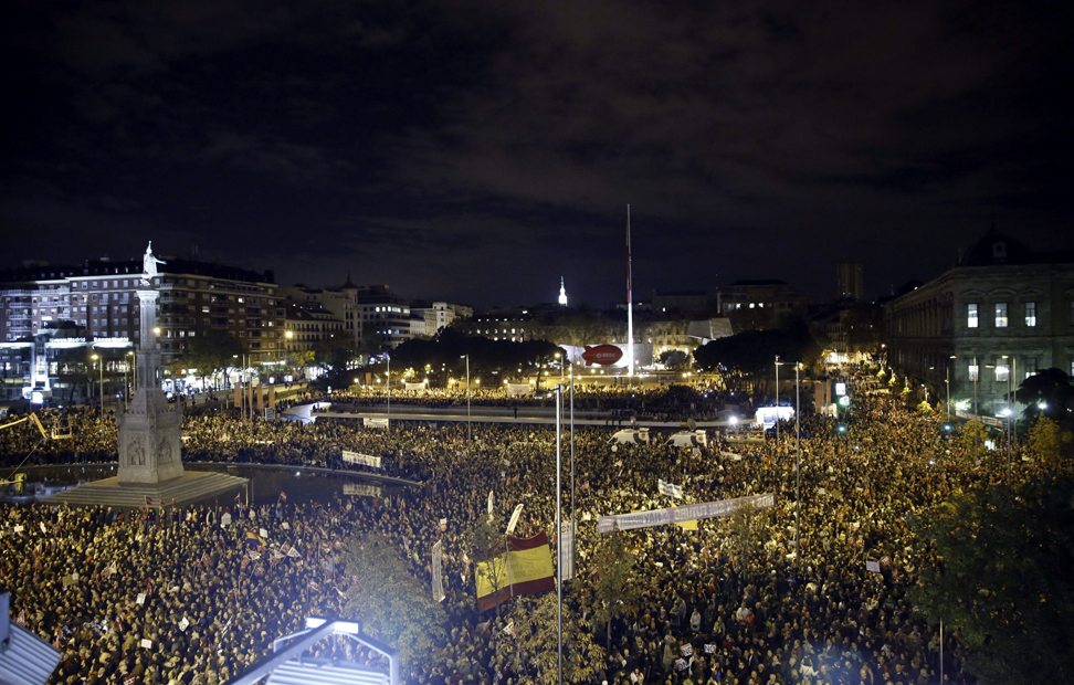 Vista general de la manifestación de Madrid en la Plaza de Colón.