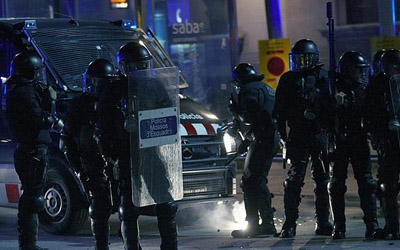 Agentes antidisturbios de los Mossos d'Esquadra, el pasado 14-N