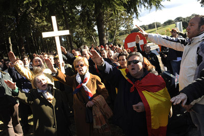 Simpatizantes de Falange durante pasadas concentraciones en el Valle de los Caídos.