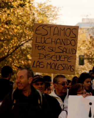 Manifestación de personal sanitario (marea blanca), en Madrid, el pasado domingo. Foto cedida por Graciela Rodríguez.