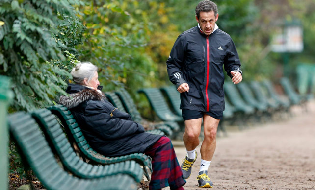 Nicolas Sarkozy haciendo 'footing' en una de sus últimas apariciones públicas. -
