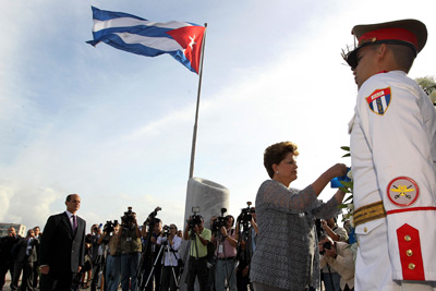 Dilma Rousseff, en la plaza José Martí de La Habana.-