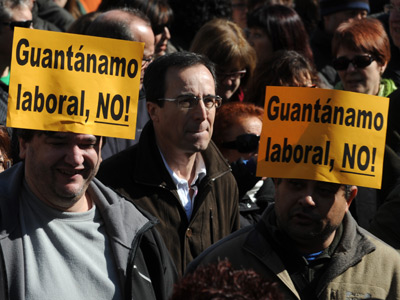 Manifestacion convocada por los principales sindicatos ccoo y ugt contra la nueva reforma laboral aprobada por el gobierno del pp. FERNANDO SANCHEZ