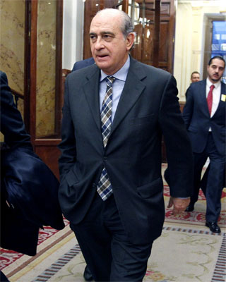 El ministro del Interior, Jorge Fernández Díaz, a su llegada al Congreso de los Diputados. -