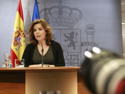 Soraya Sáenz de Santamaría, en la rueda de prensa.