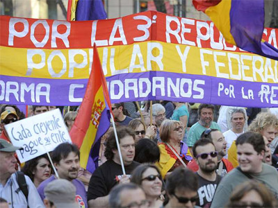 Manifestación en Madrid hace un año durante la conmemoración del 80 aniversarioa. DANI POZO