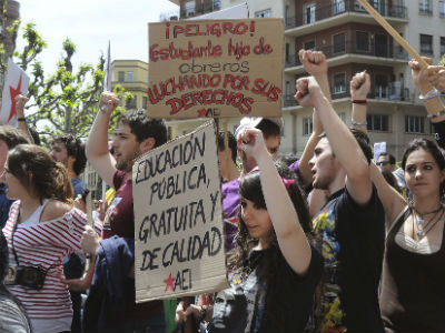 Manifestación de estudiantes en León, el pasado 22 de mayo. J.CASARES/EFE