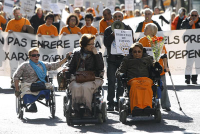 Manifestación de personas dependientes el pasado noviembre en Valencia. Imagen de archivo.