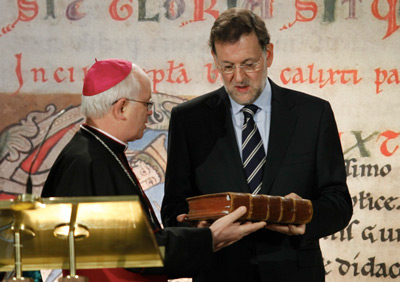Mariano Rajoy, durante la ceremonia.- REUTERS