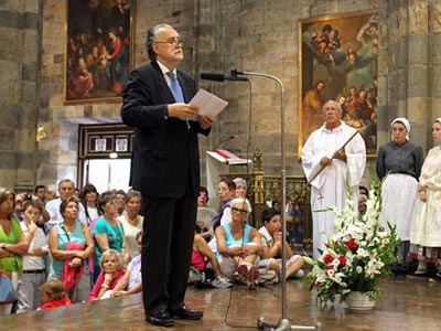 El alcalde de Bilbao, Iñaki Azkuna (PNV), este miércoles, durante los actos en honor a la virgen de Begoña.