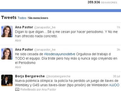 Imagen de la cuenta de Twitter de Ana Pastor confirmando la destitución.