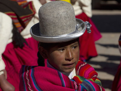 Una indígena Aymara en la ciudad boliviana de Tiwanaku.