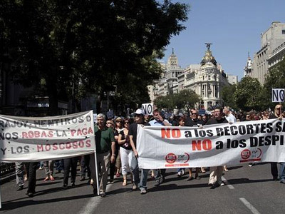Los funcionarios, en una protesta en julio en Madrid. EFE