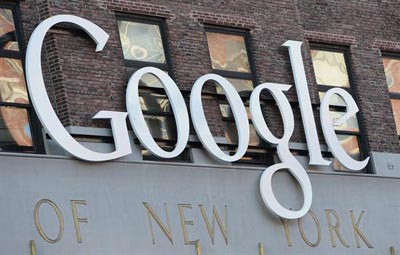 Cartel en la sede de Google en Nueva York. EFE