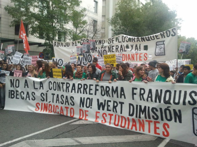 Cabecera de la manifestación en Madrid contra las reformas de Wert. A.F.