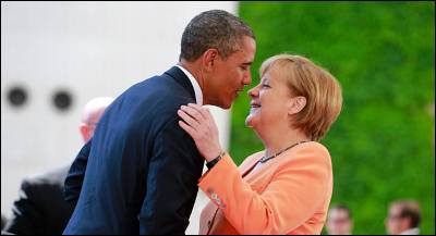 Obama y Merkel, durante una visita del presidente de EEUU en Alemania.- Reuters