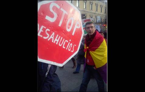 La plataforma 'Stop Desahucios', presente en la marcha de Madrid. -AB
