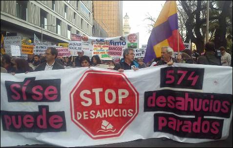 Pancarta de la cabecera en la marcha de Madrid. -AB