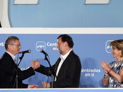 Rajoy y Gallardón con Esperanza Aguirre