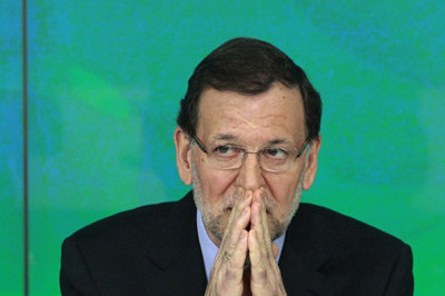El presidente del Gobierno, Mariano Rajoy, en la sede de Génova el pasado sábado.