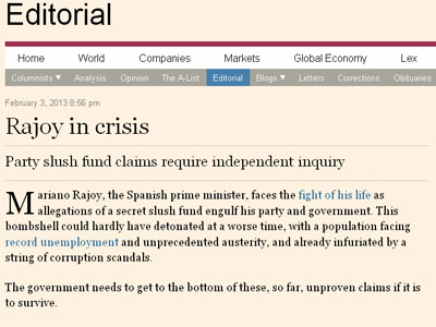 Imagen del editorial de 'Financial Times'.