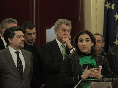 La portavoz de la PAH de Barcelona, Ada Colau, durante su comparecencia en el Congreso de los Diputados.