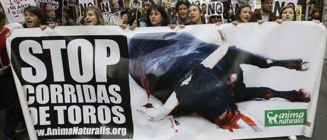 Manifestación antitaurina en Madrid.