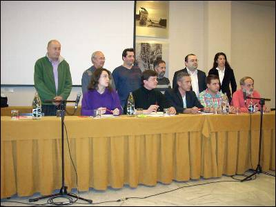 Los representantes de las organizaciones que impulsan un referéndum sobre las pensiones.