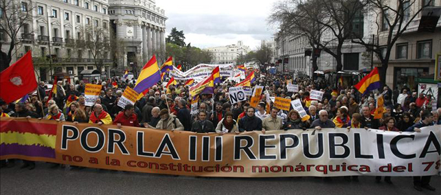 Manifestación por la III república, el 14 de abril del 2012 en Madrid.