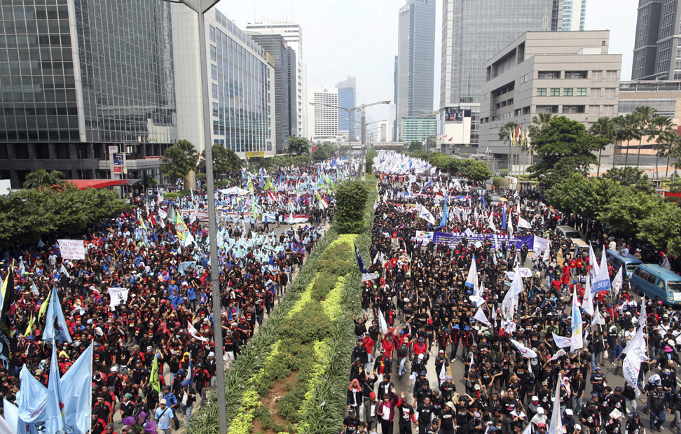 En Indonesia también hay concentraciones por los derechos de los trabajadores. EFE