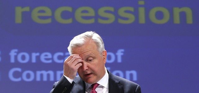 Olli Rehn fue el eencargado de presentar las previsiones de primavera de la Comisión Europea.
