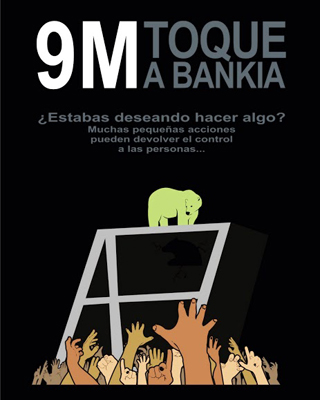 Uno de los carteles que convoca a dar un toque a Bankia.